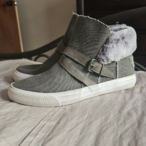 Blowfish Gray High-Top Sneakers with Faux Fur